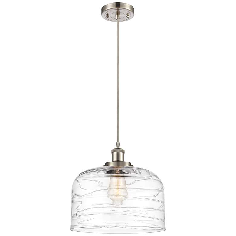 Image 1 Ballston Urban Bell 12 inch LED Mini Pendant - Satin Nickel - Clear Deco S