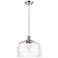 Ballston Urban Bell 12" LED Mini Pendant - Satin Nickel - Clear Deco S