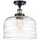Ballston Urban Bell 12" LED Semi-Flush - Black Brass - Clear Deco Swi