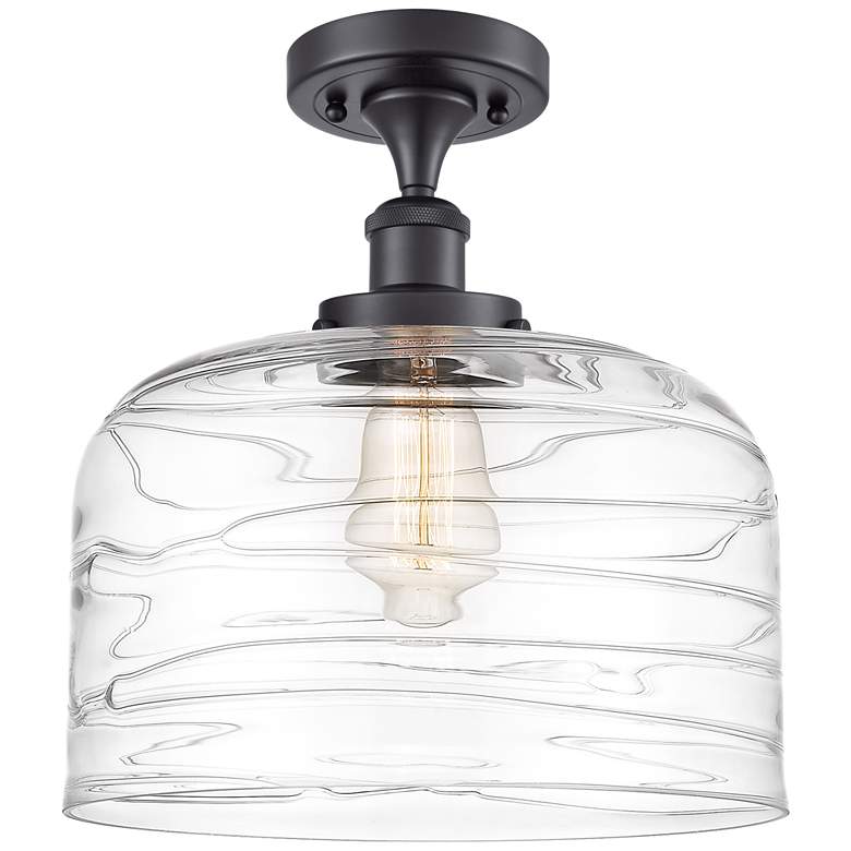 Image 1 Ballston Urban Bell  12 inch LED Semi-Flush Mount - Black - Clear Deco Swi