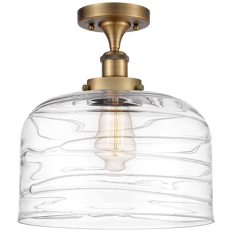 Image 1 Ballston Urban Bell 12" LED Semi-Flush Mount - Brass - Clear Deco Swi