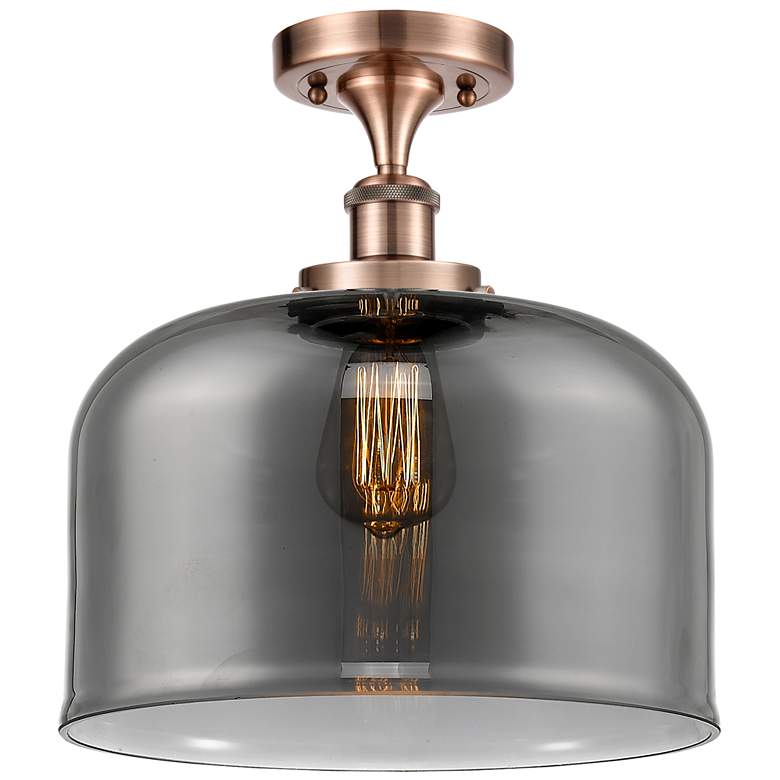 Image 1 Ballston Urban Bell 12" LED Semi-Flush Mount - Copper - Plated Smoke