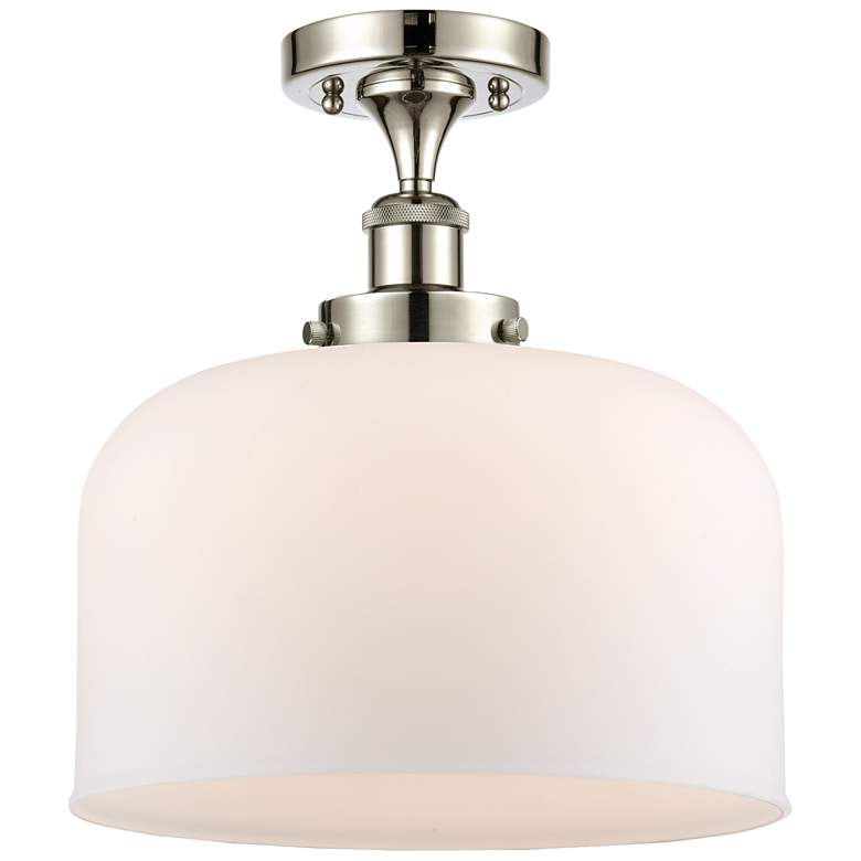Image 1 Ballston Urban Bell 12" LED Semi-Flush Mount - Polished Nickel - Whit