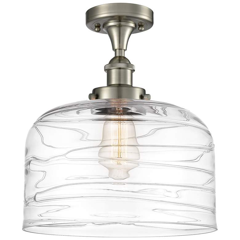 Image 1 Ballston Urban Bell 12" LED Semi-Flush - Satin Nickel - Clear Deco Sw