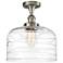 Ballston Urban Bell 12" LED Semi-Flush - Satin Nickel - Clear Deco Sw