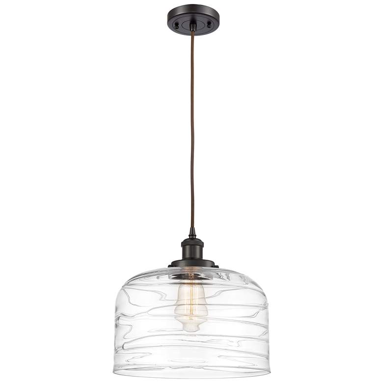 Image 1 Ballston Urban Bell 12" Oil Rubbed Bronze Corded Mini Pendant w/ Deco