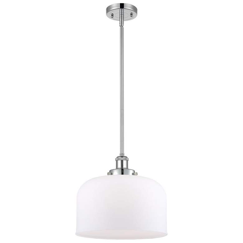 Image 1 Ballston Urban Bell 12" Polished Chrome Stemmed Mini Pendant w/ White