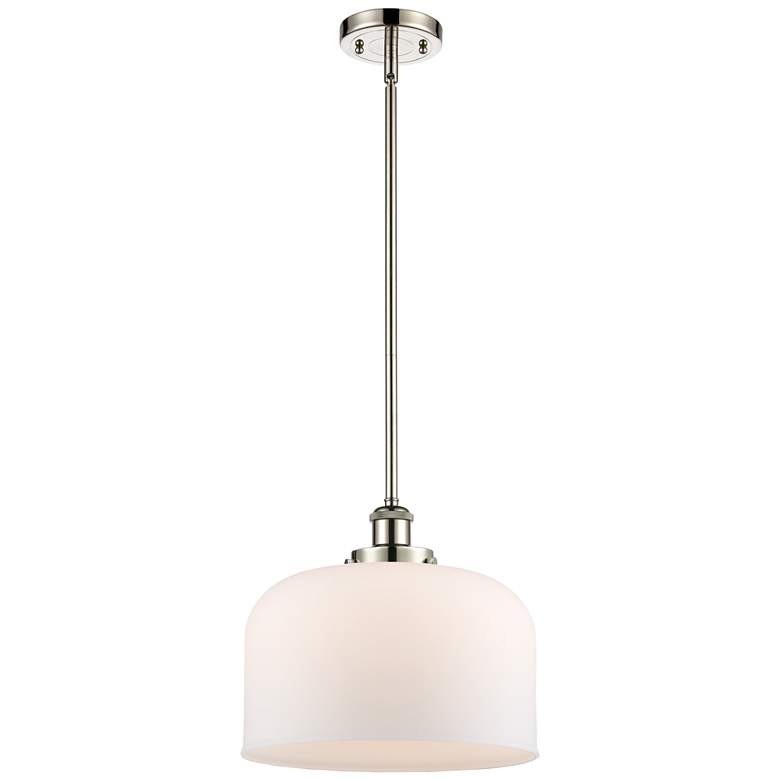Image 1 Ballston Urban Bell 12" Polished Nickel Stemmed Mini Pendant w/ White
