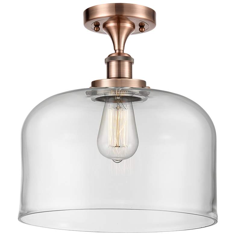 Image 1 Ballston Urban Bell 12" Semi-Flush Mount - Antique Copper - Clear Sha