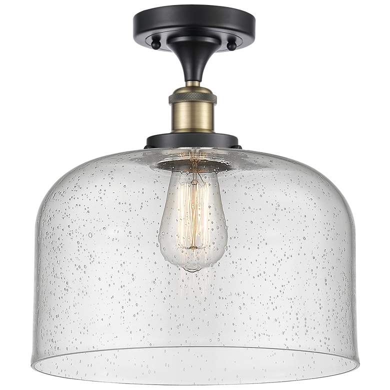 Image 1 Ballston Urban Bell 12" Semi-Flush Mount - Black Antique Brass - Seed