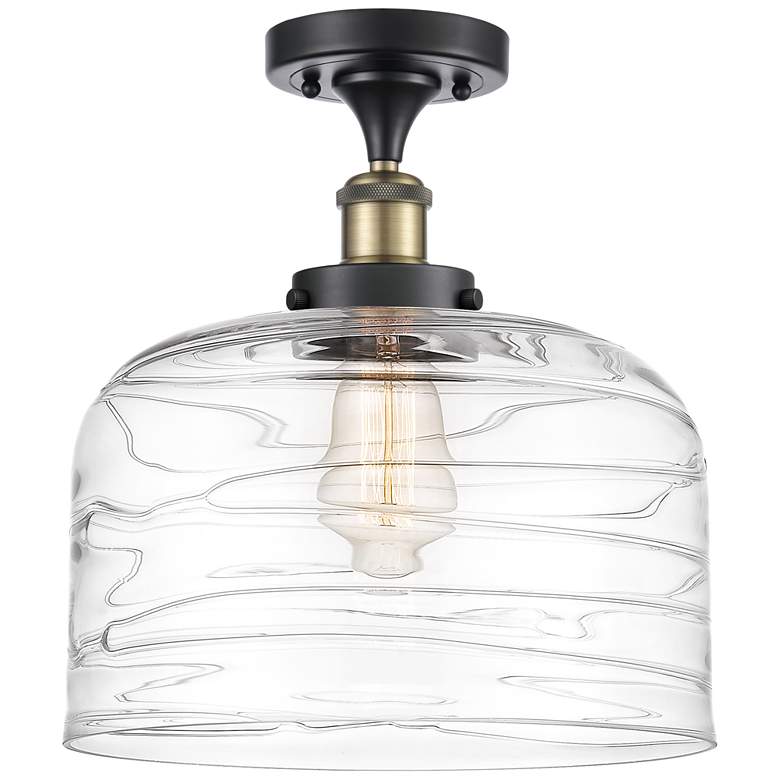 Image 1 Ballston Urban Bell 12" Semi-Flush Mount - Black Brass - Clear Deco S