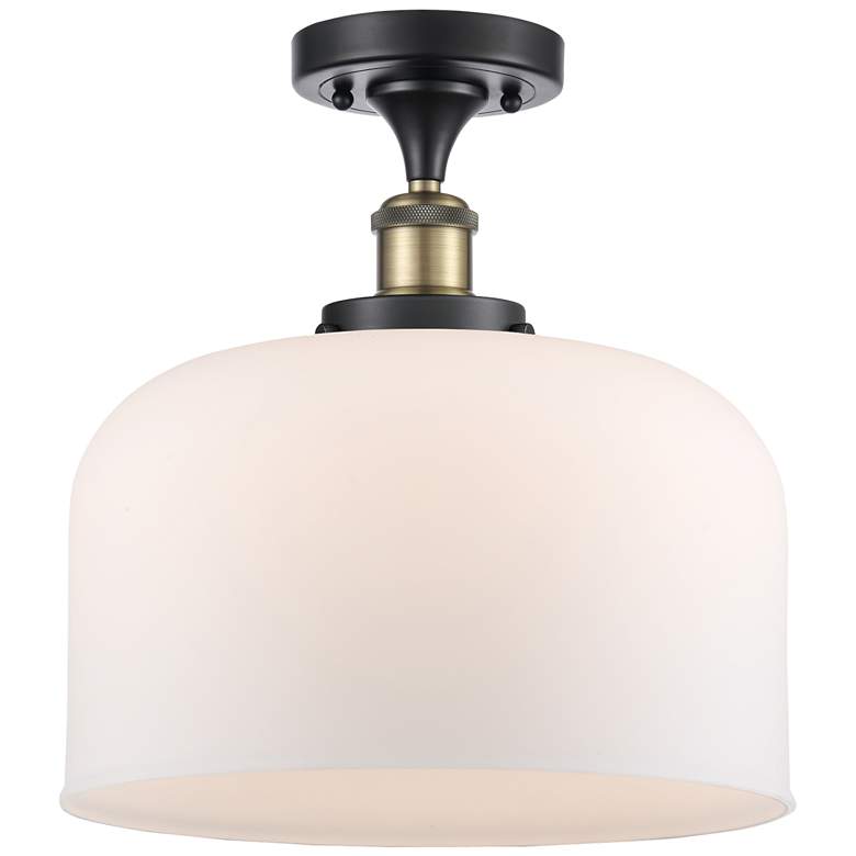 Image 1 Ballston Urban Bell 12" Semi-Flush Mount - Black Brass - Matte White