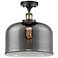 Ballston Urban Bell 12" Semi-Flush Mount - Black Brass - Plated Smoke