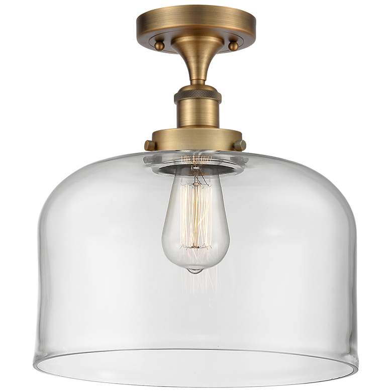 Image 1 Ballston Urban Bell 12" Semi-Flush Mount - Brushed Brass - Clear Shad