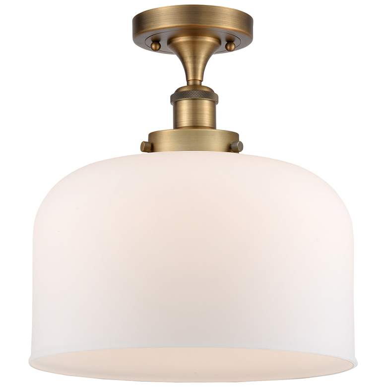 Image 1 Ballston Urban Bell 12" Semi-Flush Mount - Brushed Brass - Matte Whit