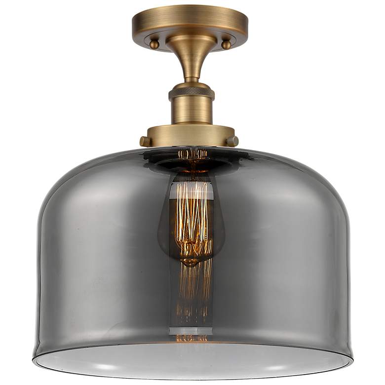 Image 1 Ballston Urban Bell 12" Semi-Flush Mount - Brushed Brass - Plated Smo