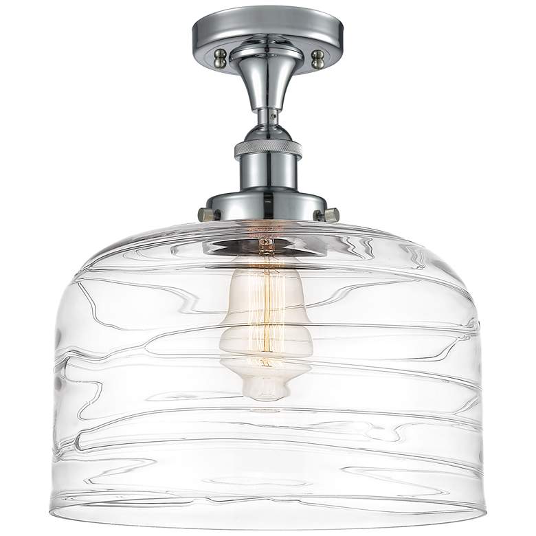 Image 1 Ballston Urban Bell 12" Semi-Flush Mount - Chrome - Clear Deco Swirl