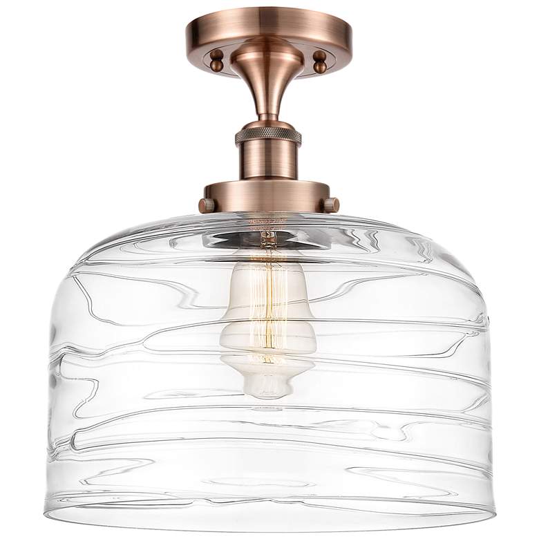 Image 1 Ballston Urban Bell 12" Semi-Flush Mount - Copper - Clear Deco Swirl