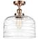 Ballston Urban Bell  12" Semi-Flush Mount - Copper - Clear Deco Swirl