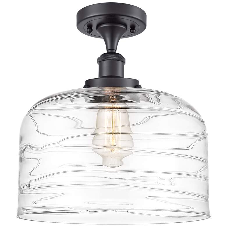 Image 1 Ballston Urban Bell 12" Semi-Flush Mount - Matte Black - Clear Deco S