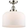 Ballston Urban Bell  12" Semi-Flush Mount - Polished Nickel - Matte Wh