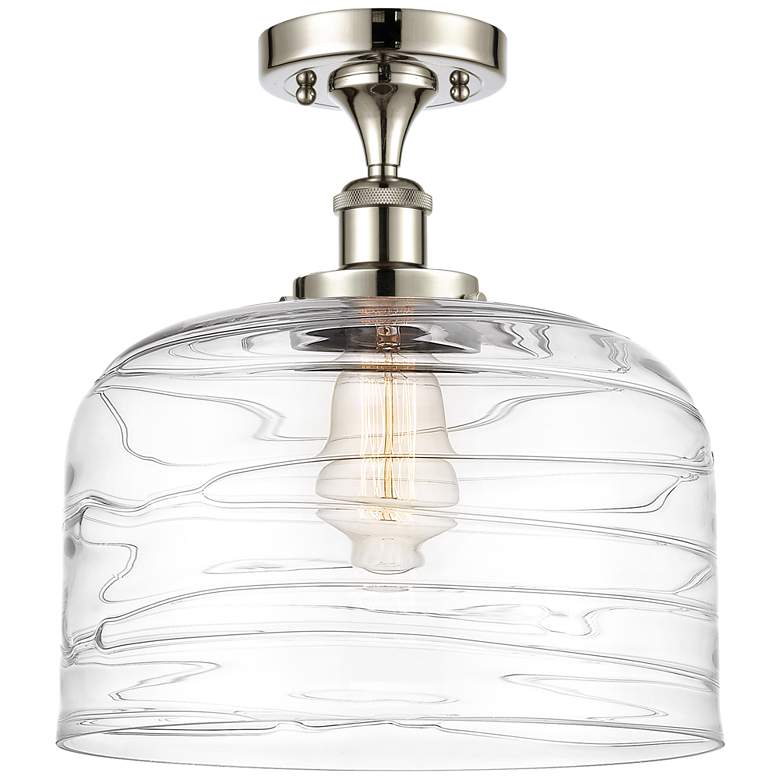 Image 1 Ballston Urban Bell 12" Semi-Flush - Polished Nickel - Clear Deco Swi
