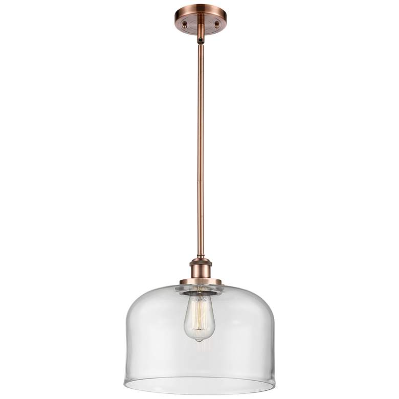 Image 1 Ballston Urban Bell 12" Wide Copper Stem Hung Mini Pendant w/ Clear Sh