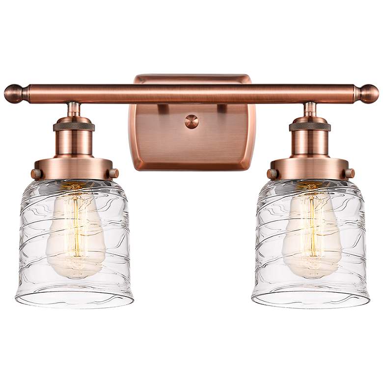 Image 1 Ballston Urban Bell 12"H Copper Deco Swirl 2-Light Sconce