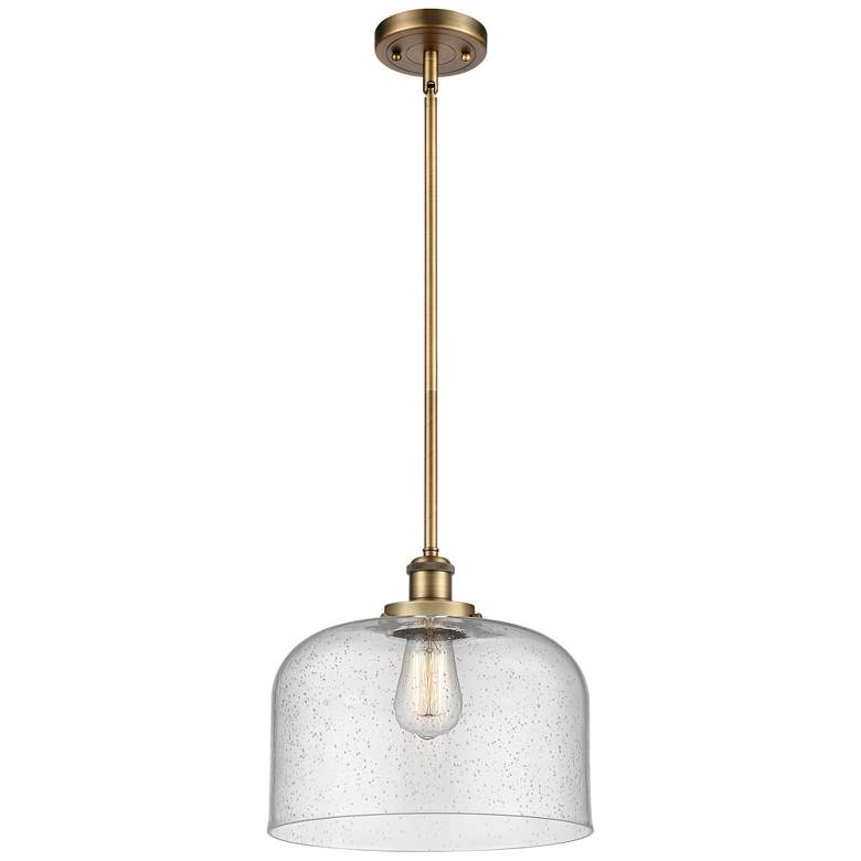Image 1 Ballston Urban Bell 12"W Brushed Brass Stem Mini Pendant w/ Seedy Shad
