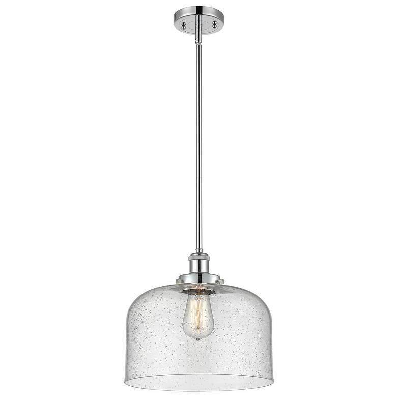 Image 1 Ballston Urban Bell 12"W Chrome Stem Hung Mini Pendant w/ Seedy Shade