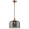 Ballston Urban Bell 12"W Copper Stem Hung Mini Pendant w/ Smoke Shade