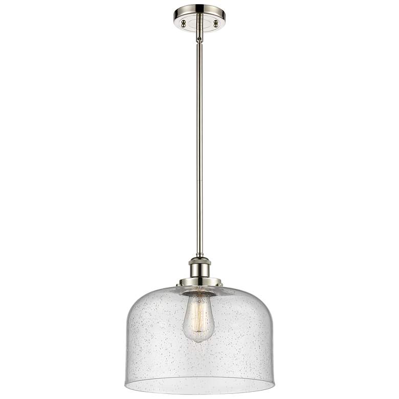 Image 1 Ballston Urban Bell 12"W Polished Nickel Stem Mini Pendant w/ Seedy Sh