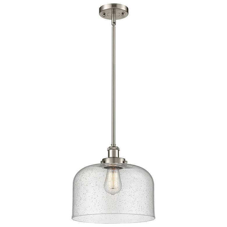 Image 1 Ballston Urban Bell 12"W Satin Nickel Stem Hung Mini Pendant w/ Seedy