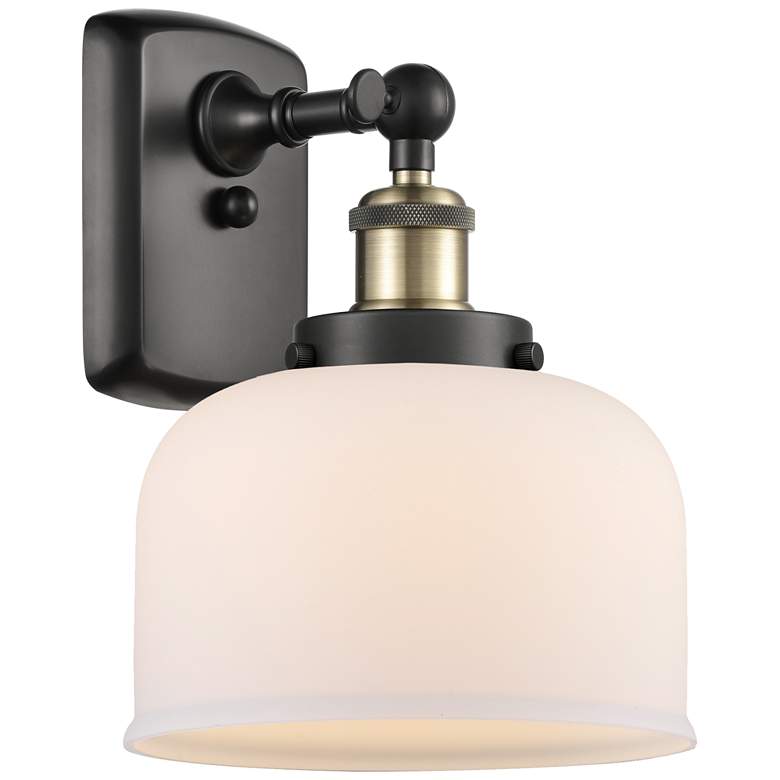Image 1 Ballston Urban Bell 13" High Black Brass Sconce w/ Matte White Shade