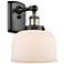 Ballston Urban Bell 13" High Black Brass Sconce w/ Matte White Shade