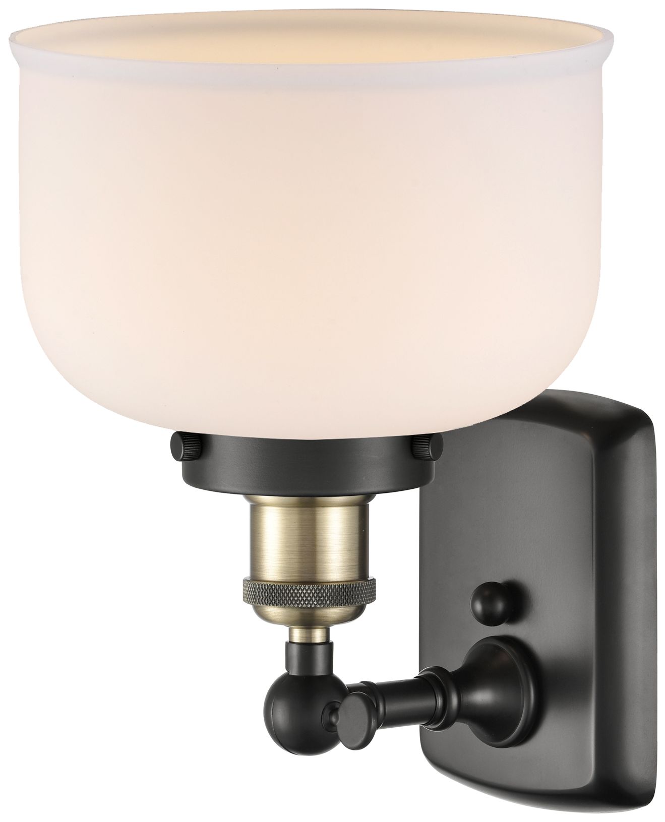 Image 3 Ballston Urban Bell 13" High Black Brass Sconce w/ Matte White Shade more views