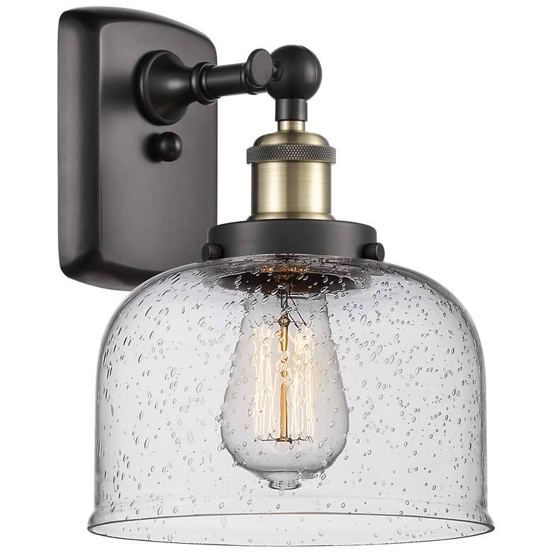 Image 1 Ballston Urban Bell 13" High Black Brass Sconce w/ Seedy Shade