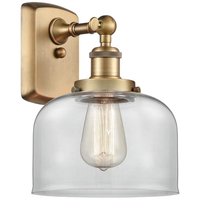 Image 1 Ballston Urban Bell 13" High Brushed Brass Sconce w/ Clear Shade