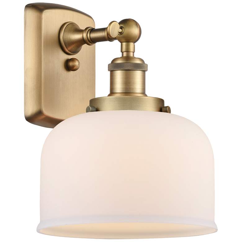 Image 1 Ballston Urban Bell 13" High Brushed Brass Sconce w/ Matte White Shade