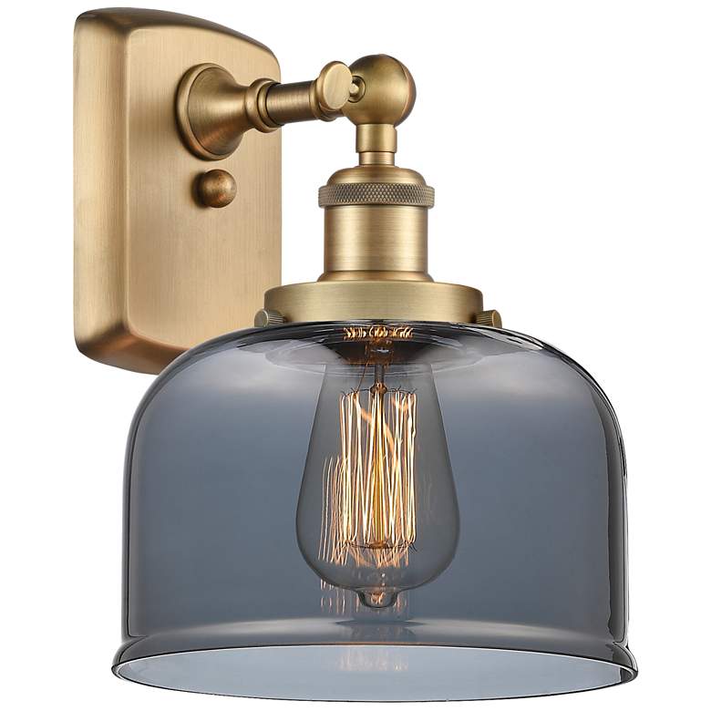 Image 1 Ballston Urban Bell 13" High Brushed Brass Sconce w/ Plated Smoke Shad