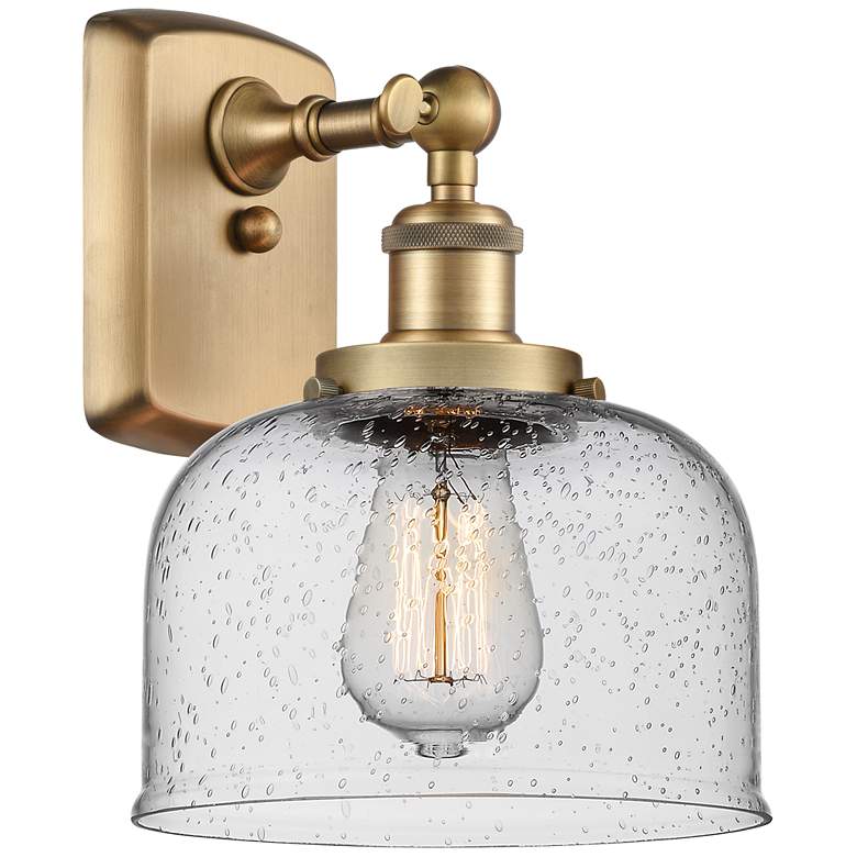 Image 1 Ballston Urban Bell 13" High Brushed Brass Sconce w/ Seedy Shade