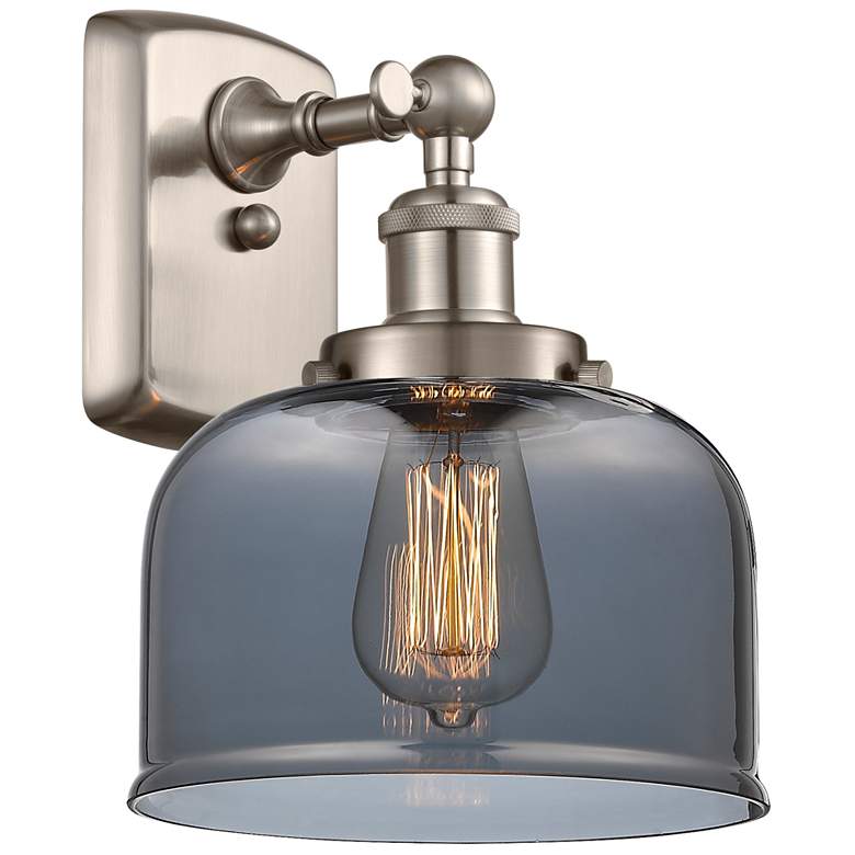 Image 1 Ballston Urban Bell 13" High Brushed Nickel Sconce w/ Smoke Shade