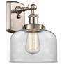Ballston Urban Bell 13" High Brushed Satin Nickel Sconce w/ Clear Shad
