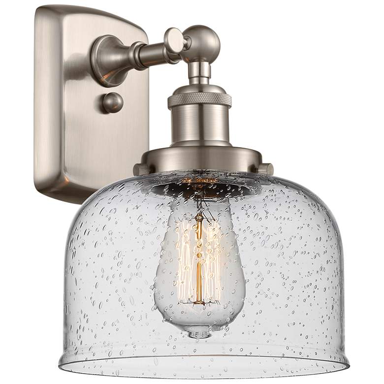Image 1 Ballston Urban Bell 13" High Brushed Satin Nickel Sconce w/ Seedy Shad