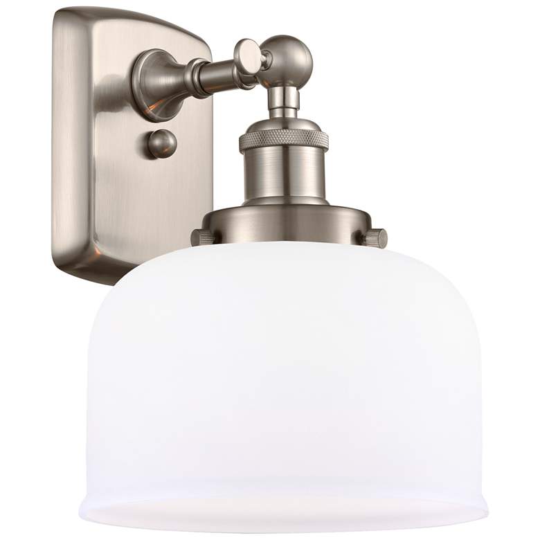 Image 1 Ballston Urban Bell 13" High Brushed Satin Nickel Sconce w/ White Shad