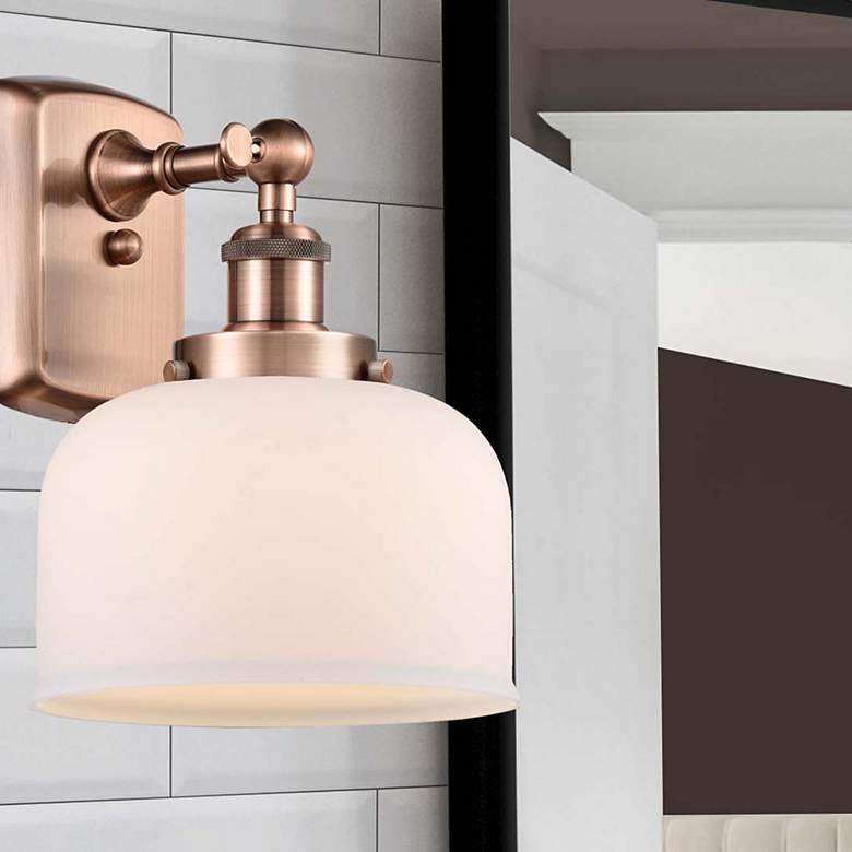 Image 1 Ballston Urban Bell 13" High Copper Sconce w/ Matte White Shade