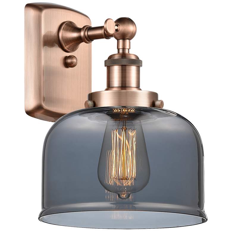 Image 1 Ballston Urban Bell 13" High Copper Sconce w/ Plated Smoke Shade