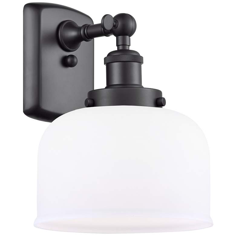 Image 1 Ballston Urban Bell 13" High Matte Black Sconce w/ Matte White Shade