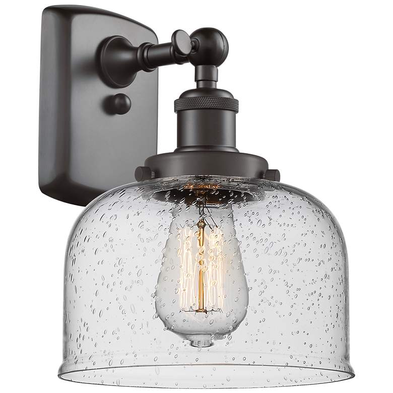 Image 1 Ballston Urban Bell 13" High Oil Rubbed Bronze Sconce w/ Seedy Shade