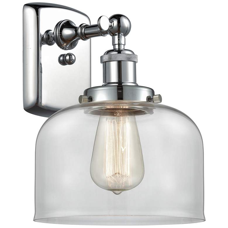 Image 1 Ballston Urban Bell 13" High Polished Chrome Sconce w/ Clear Shade